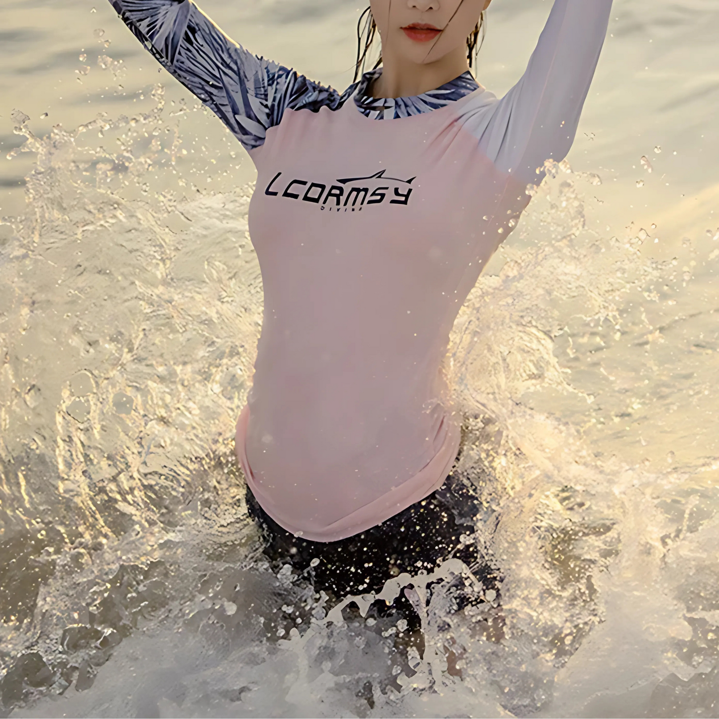 Rashguard femme <br>Palmier blanc