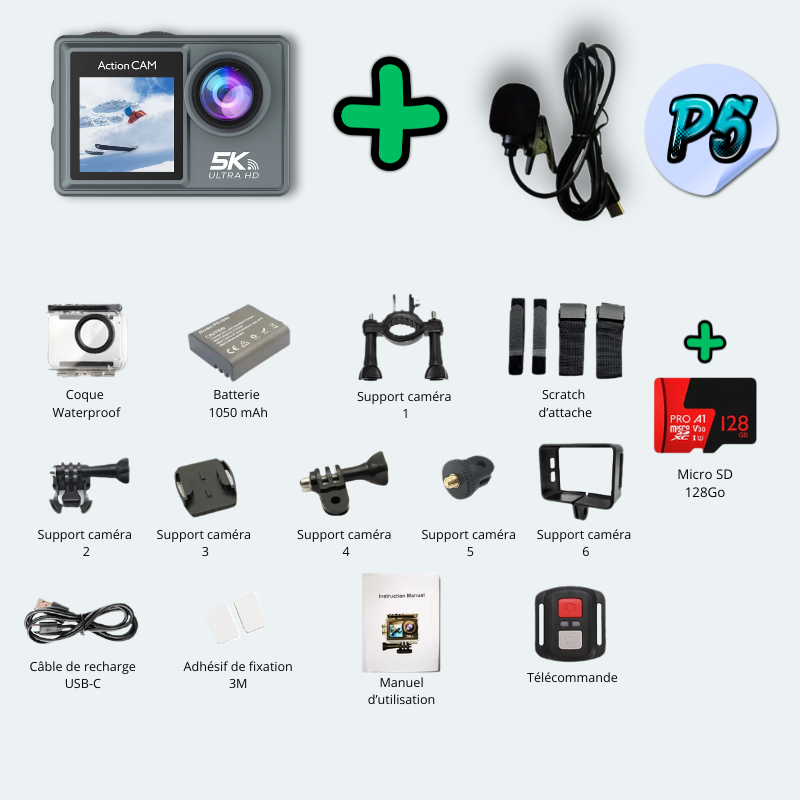 Camera sous marine<br>waterproof 30M UHD 5K Wifi<br>avec écran tactile
