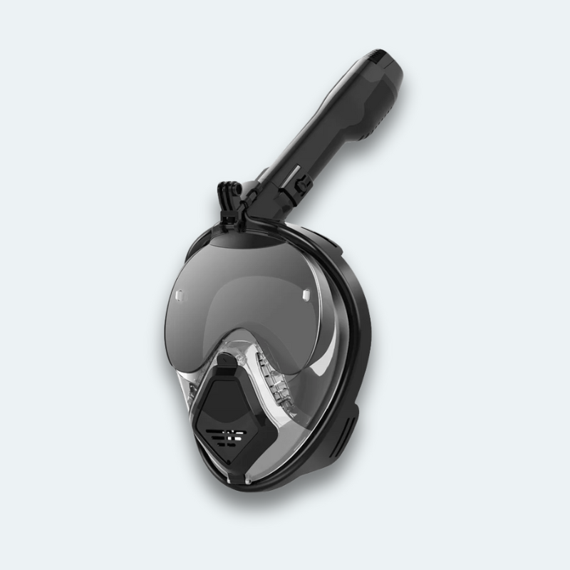 Masque de plongée intégral avec support caméra et visière contre reflet du soleil