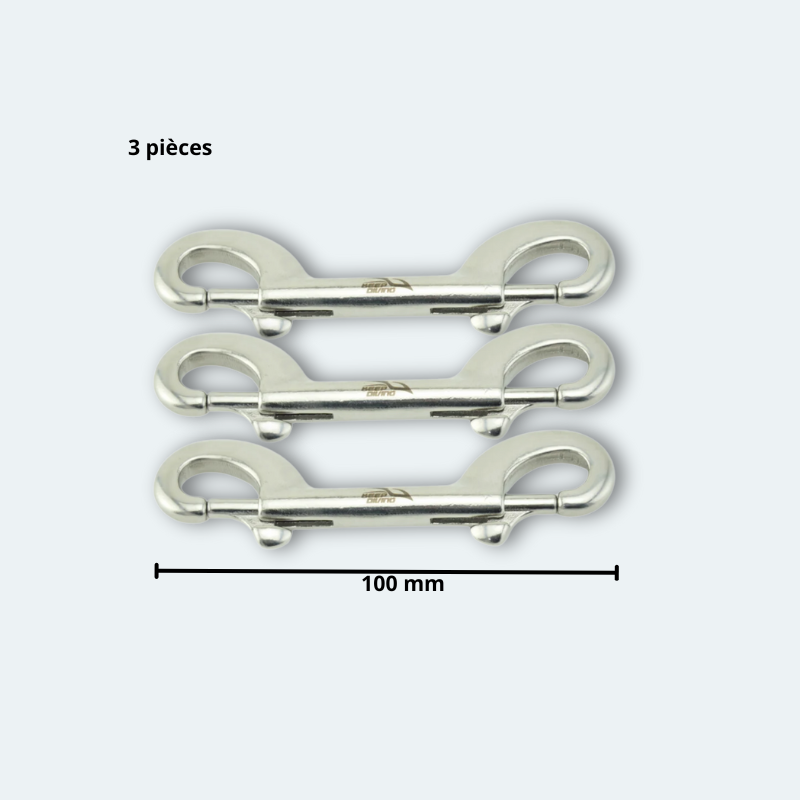 Mousqueton de plongée double tête 100mm