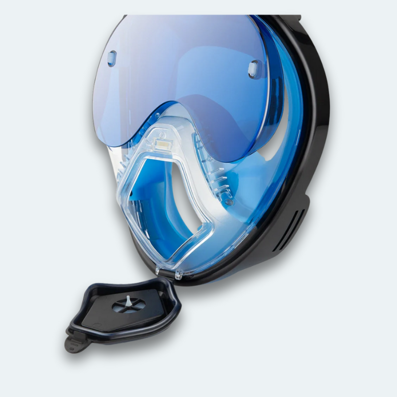 Masque de plongée intégral avec support caméra et visière contre reflet du soleil
