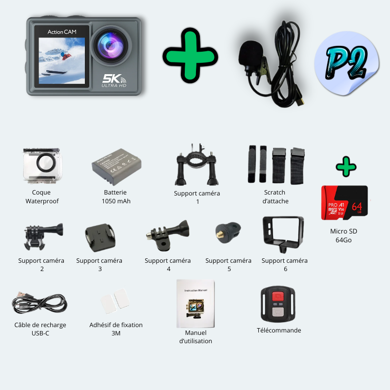 Camera sous marine<br>waterproof 30M UHD 5K Wifi<br>avec écran tactile