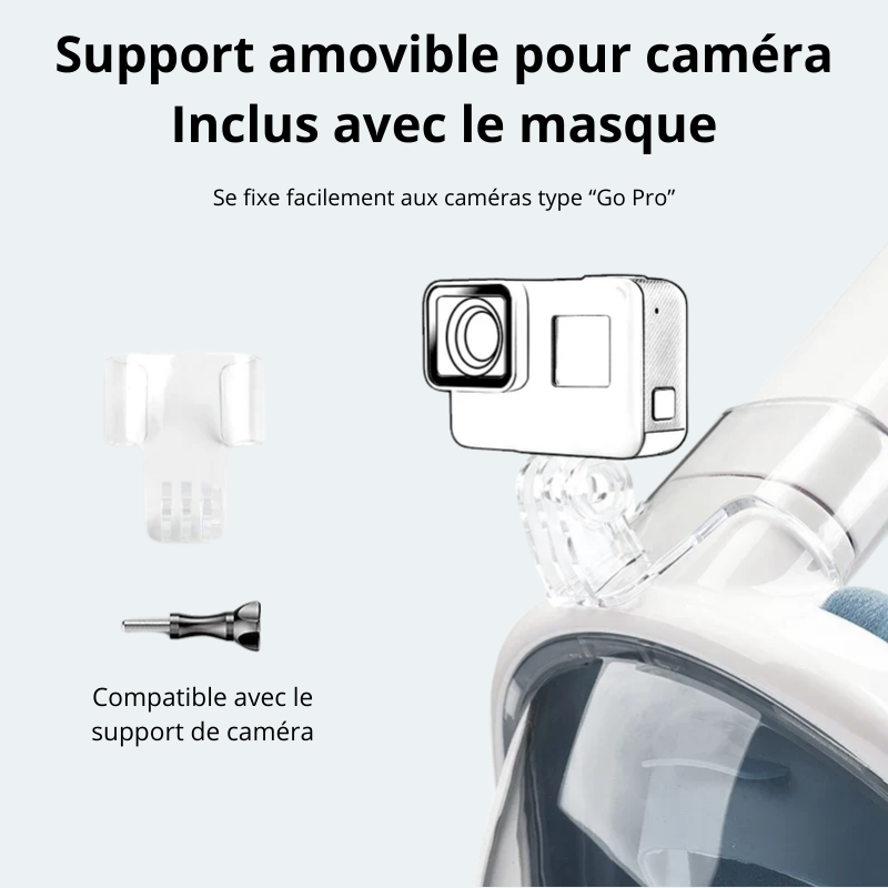 Masque de plongée intégral Adulte anti buée avec support caméra