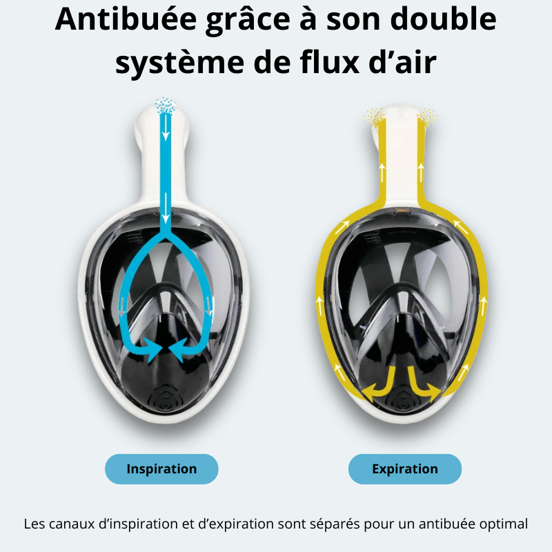 Masque de plongée intégral avec support caméra et visière contre reflet du soleil