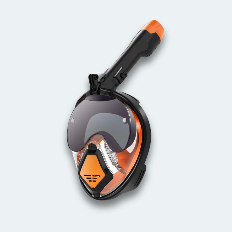 Masque de plongée intégral avec support caméra et visière contre reflet du soleil