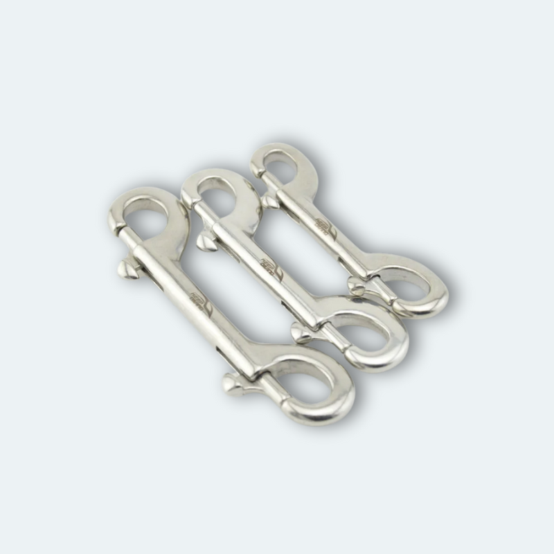 Lot de 3 Mousquetons plongée double tête 90mm, 100mm et 150mm