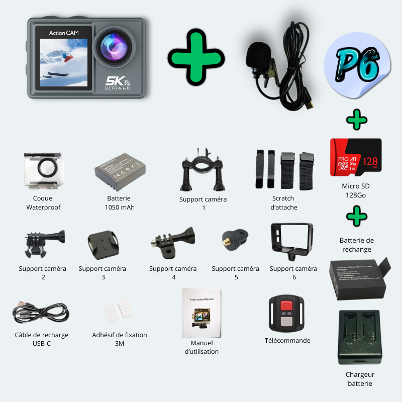 Camera sous marine<br>waterproof 30M UHD 5K Wifi<br>avec écran tactile