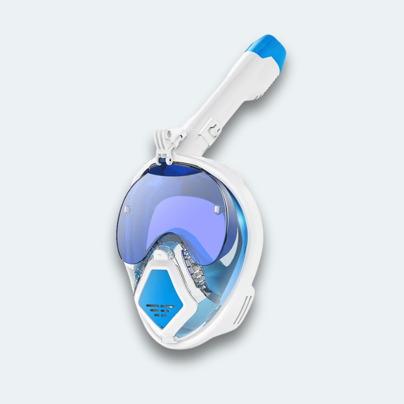 Masque de plongée intégral avec support caméra et visière contre reflet du soleil