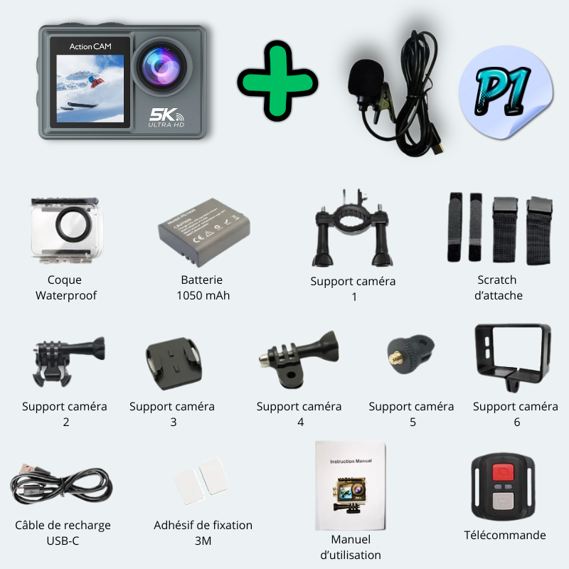 Camera sous marine<br>waterproof 30M UHD 5K Wifi<br>avec écran tactile