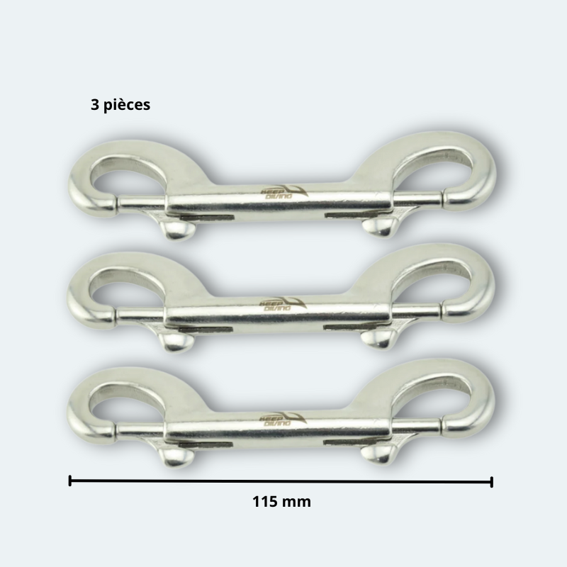 Mousqueton de plongée double tête 150mm