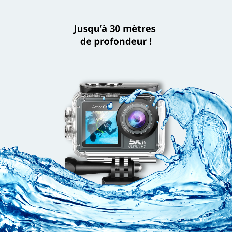 Camera sous marine<br>waterproof 30M UHD 5K Wifi<br>avec écran tactile