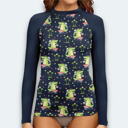 Rashguard für Damen<br> Krokodil-Surf
