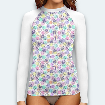 Rashguard für Damen<br> Violette Kapuzinerkresse