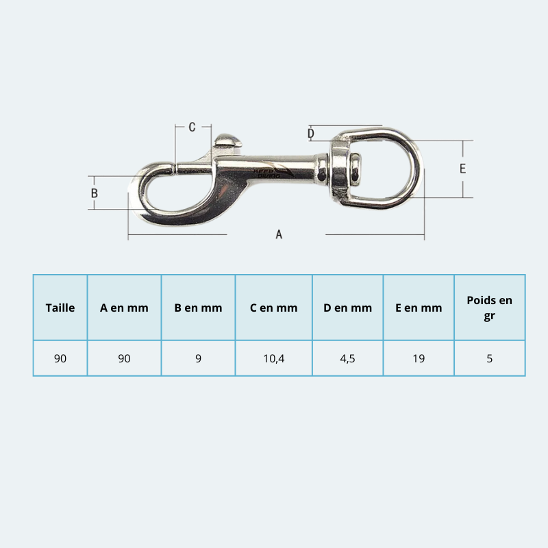 Lot de 3 Mousquetons rotatif 360° - 90mm