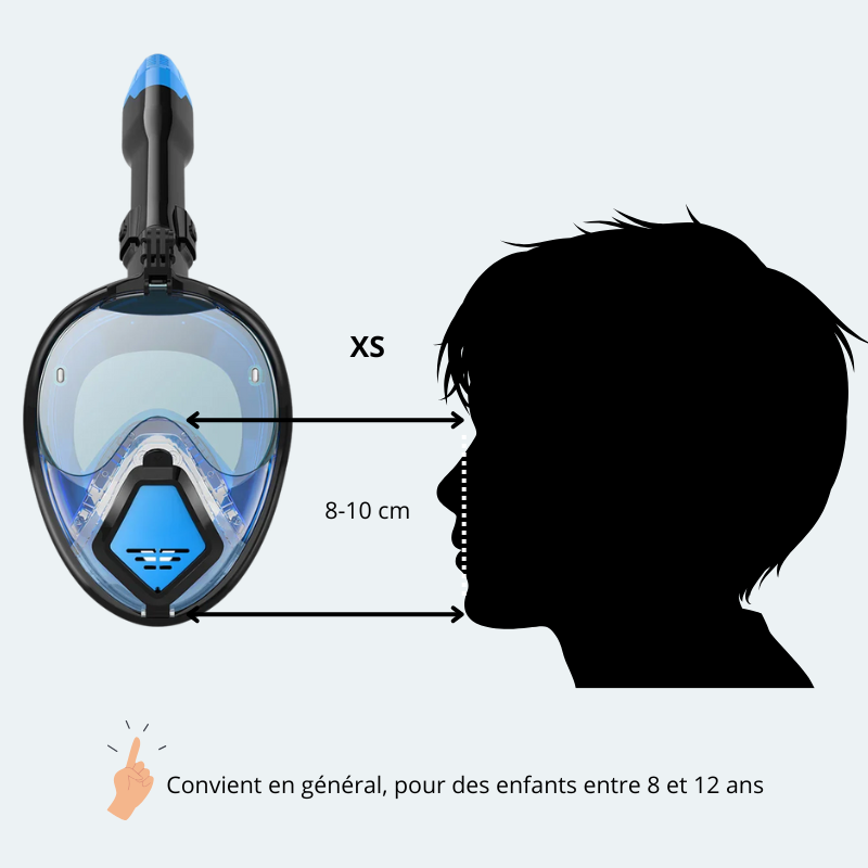 Masque de plongée intégral avec support caméra et visière contre reflet du soleil