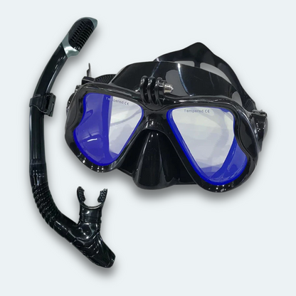Masque plongée avec tuba Adulte en verre trempé teinté avec support caméra