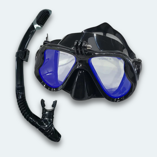 Masque plongée avec tuba Adulte en verre trempé teinté avec support caméra