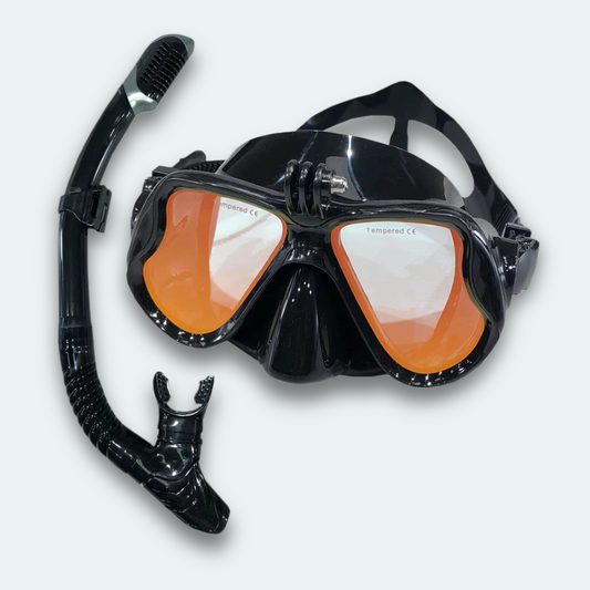 Masque plongée avec tuba Adulte en verre trempé teinté avec support caméra
