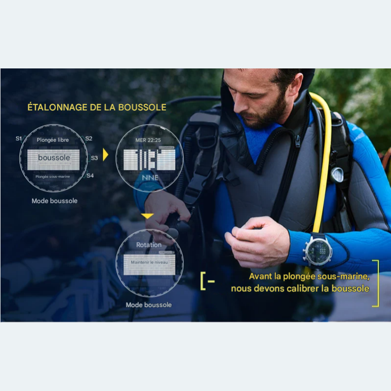 Montre ordinateur de plongée 100M