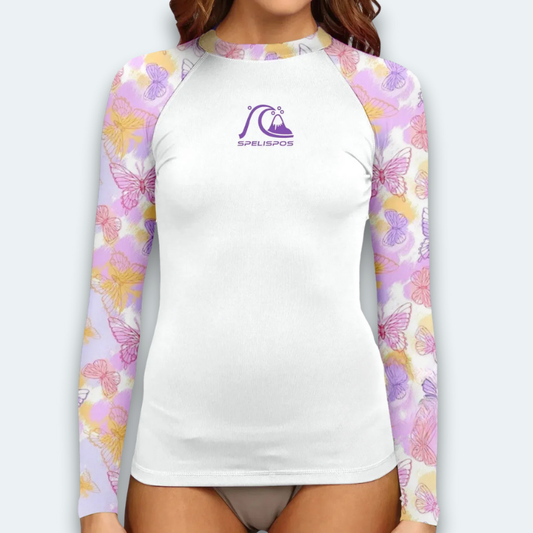 Rashguard Femme Papillons Roses
