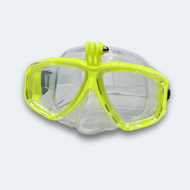Masque de plongée professionnel anti buée, verre trempé, haute résistance aux chocs et support caméra