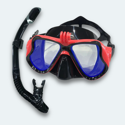 Masque plongée avec tuba Adulte en verre trempé teinté avec support caméra