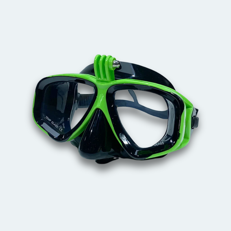 Masque de plongée professionnel anti buée, verre trempé, haute résistance aux chocs et support caméra