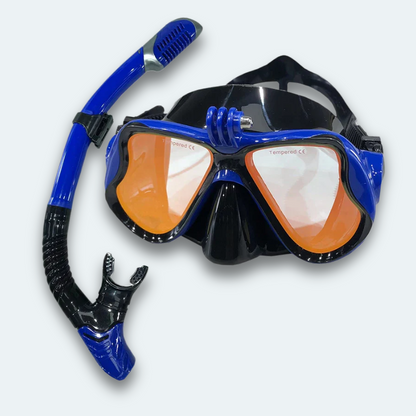 Masque plongée avec tuba Adulte en verre trempé teinté avec support caméra