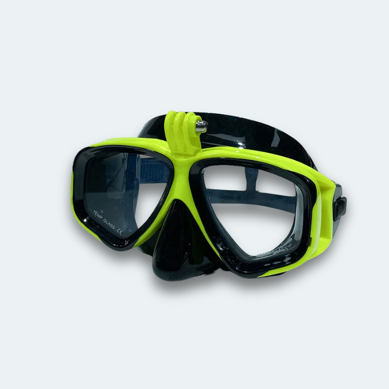 Masque de plongée professionnel anti buée, verre trempé, haute résistance aux chocs et support caméra