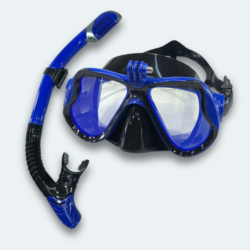 Masque plongée avec tuba Adulte en verre trempé teinté avec support caméra