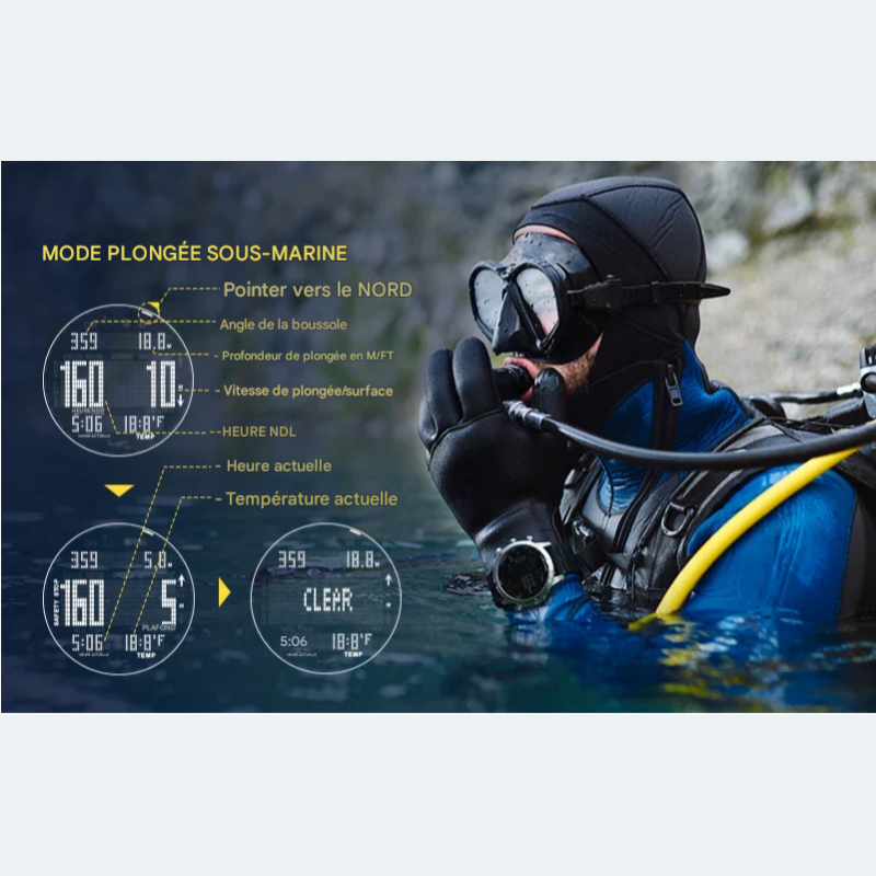 Montre ordinateur de plongée 100M