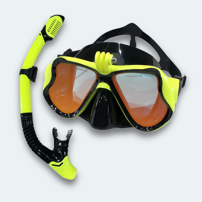 Masque plongée avec tuba Adulte en verre trempé teinté avec support caméra