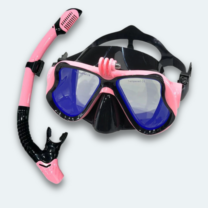 Masque plongée avec tuba Adulte en verre trempé teinté avec support caméra