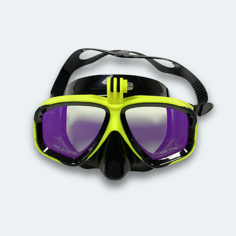 Masque de plongée professionnel Anti buée, verre trempé teinté, haute résistance aux chocs et avec support caméra