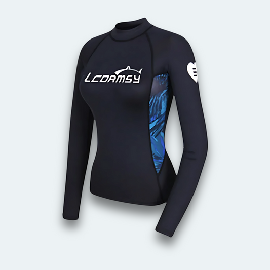 Rashguard femme <br>Noir et bleu