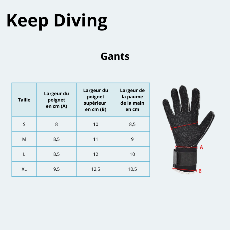 Gants de plongée antidérapant en néoprène 3mm
