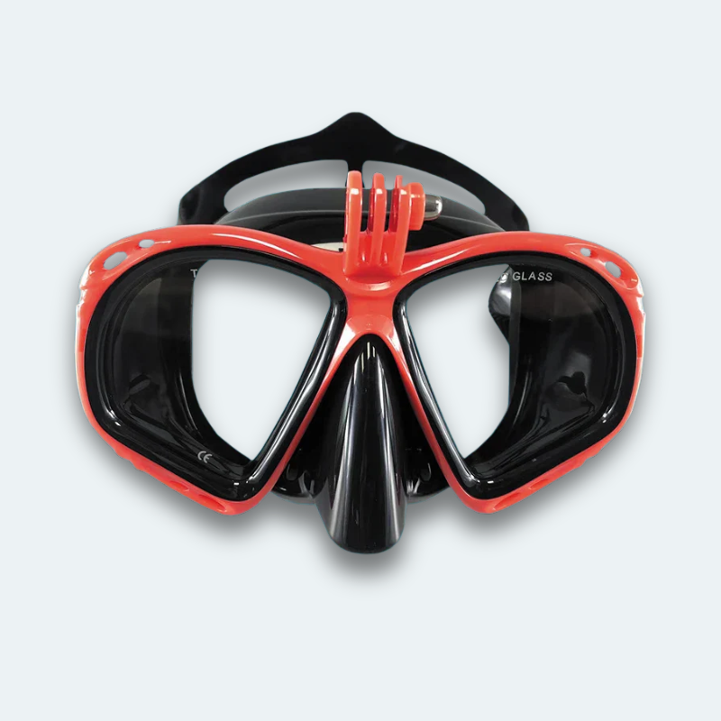 Masque de plongée Adulte anti buée et verre trempé avec support pour caméra
