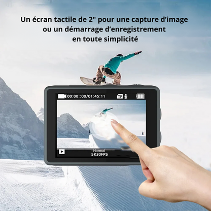 Camera sous marine<br>waterproof 30M UHD 5K Wifi<br>avec écran tactile<br>+ micro sans file