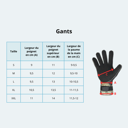 Gants de plongée en néoprène 5mm antidérapant et anti coupure