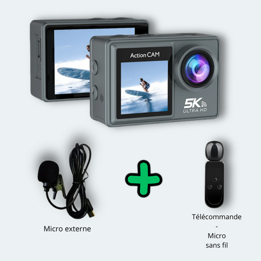 Camera sous marine<br>waterproof 30M UHD 5K Wifi<br>avec écran tactile<br>+ micro sans file