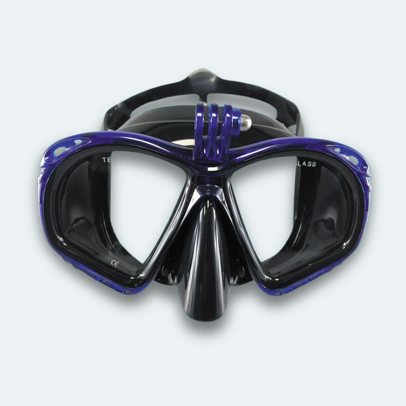 Masque de plongée Adulte anti buée et verre trempé avec support pour caméra