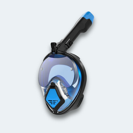 Masque de plongée intégral avec support caméra et visière contre reflet du soleil