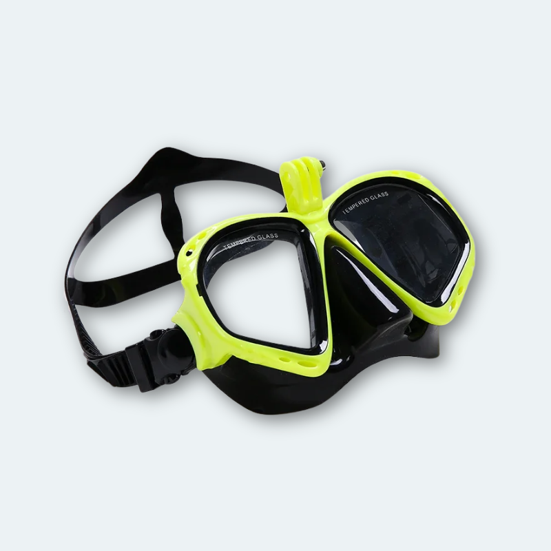 Masque de plongée Adulte anti buée et verre trempé avec support pour caméra