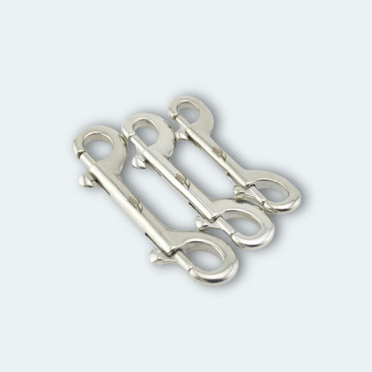 Lot de 3 Mousquetons plongée double tête 90mm, 100mm et 150mm