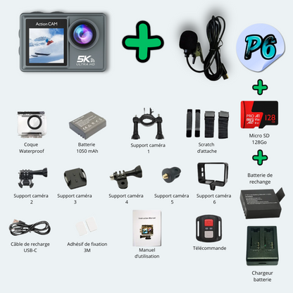 Camera sous marine<br>waterproof 30M UHD 5K Wifi<br>avec écran tactile