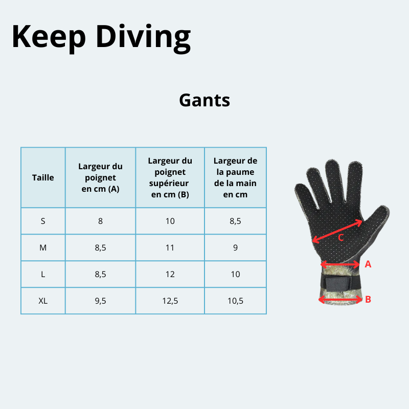 Gants plongée antidérapant en néoprène 3mm
