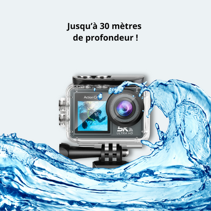 Camera sous marine<br>waterproof 30M UHD 5K Wifi<br>avec écran tactile<br>+ micro sans file