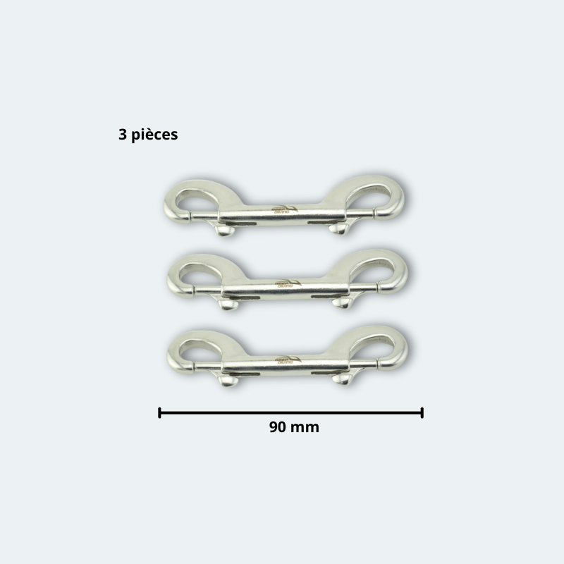 Mousqueton de plongée double tête 90mm