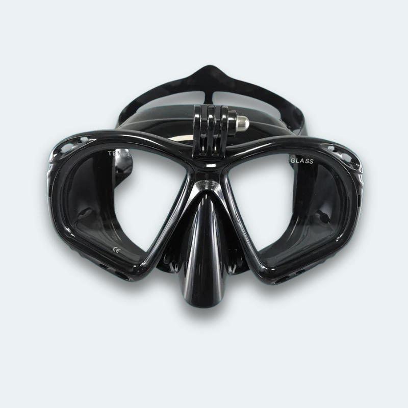 Masque de plongée Adulte anti buée et verre trempé avec support pour caméra